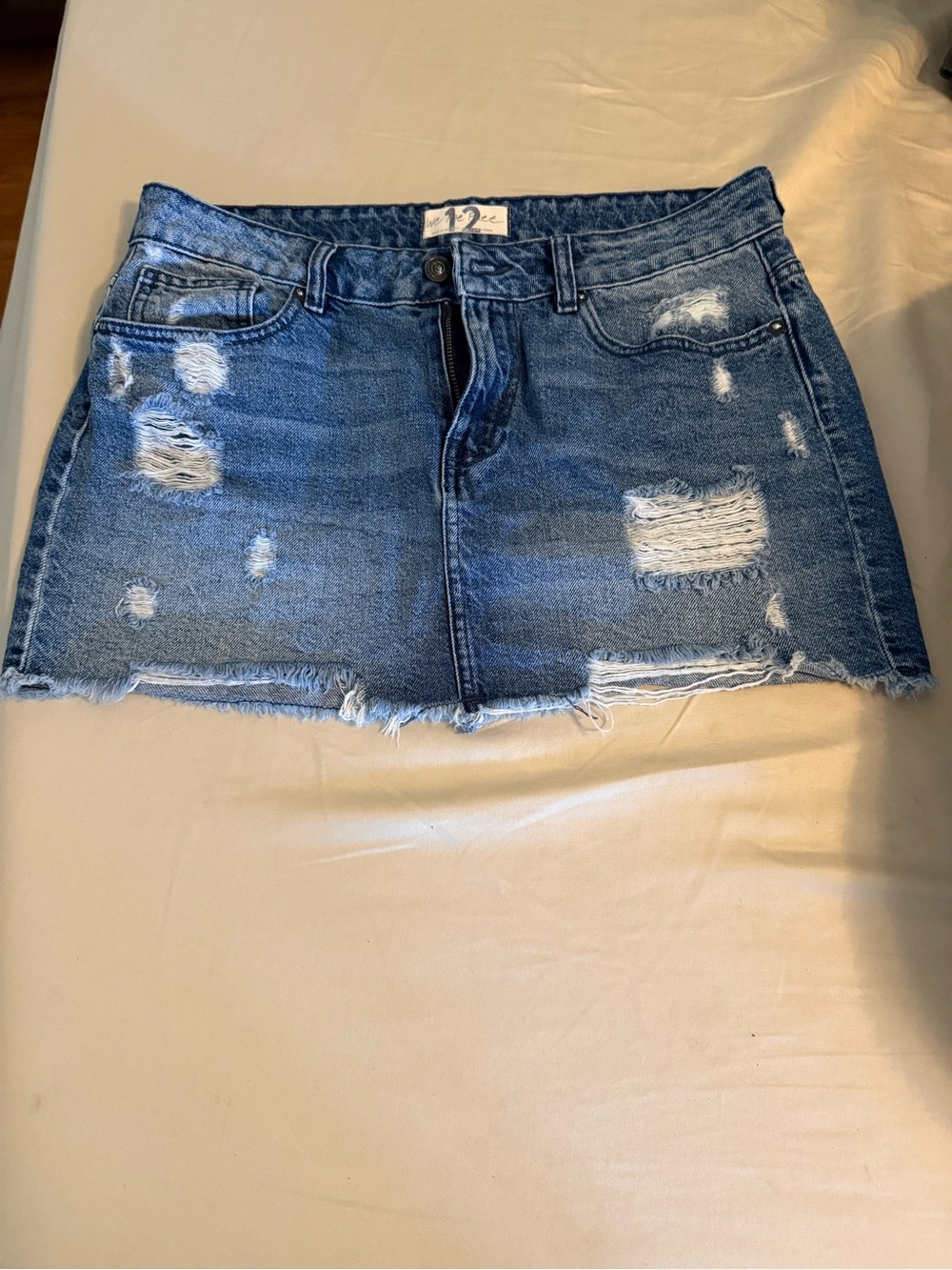 Distressed Free people distressed Mini Skirt - Blue